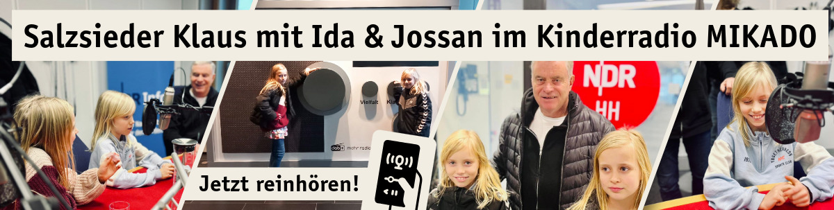 Salzsieder Klaus mit seinen Enkeln im NDR-Kinderradio MIKADO